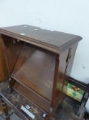 AN ART NOUVEAU MAHOGANY SHOE RACK TABLE. W 53.5 x D 30 x H 64cms.