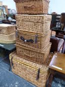 A COLLECTION OF FIVE LAUNDRY AND PICNIC BASKETS