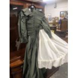 A LADIES D P DESIGNS, CHRISTINA STAMBOLIAN LONDON, SILK EVENING DRESS AND HOOP UNDERSKIRT TOGETHER