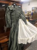 A LADIES D P DESIGNS, CHRISTINA STAMBOLIAN LONDON, SILK EVENING DRESS AND HOOP UNDERSKIRT TOGETHER