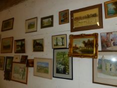 VARIOUS WATERCOLOURS, OIL PAINTINGS AND OTHER DECORATIVE PICTURES.