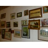 VARIOUS WATERCOLOURS, OIL PAINTINGS AND OTHER DECORATIVE PICTURES.