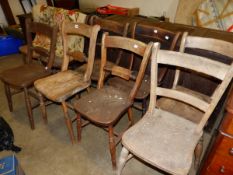 NINE VARIOUS VICTORIAN OXFORD CHAIRS.