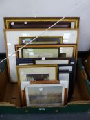 A GROUP OF FURNISHINGS PICTURES INCLUDING WATERCOLOURS, PHOTOGRAPHS ETC. SIZES VARY