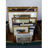 A GROUP OF FURNISHINGS PICTURES INCLUDING WATERCOLOURS, PHOTOGRAPHS ETC. SIZES VARY