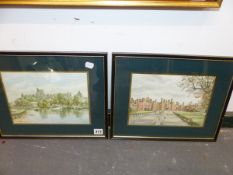 TWO COLOUR LANDSCAPE PRINTS OF ROYAL PALACES (2)