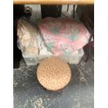 A VICTORIAN FOOT STOOL, TWO VINTAGE QUILTS, ETC.