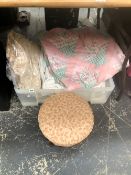 A VICTORIAN FOOT STOOL, TWO VINTAGE QUILTS, ETC.