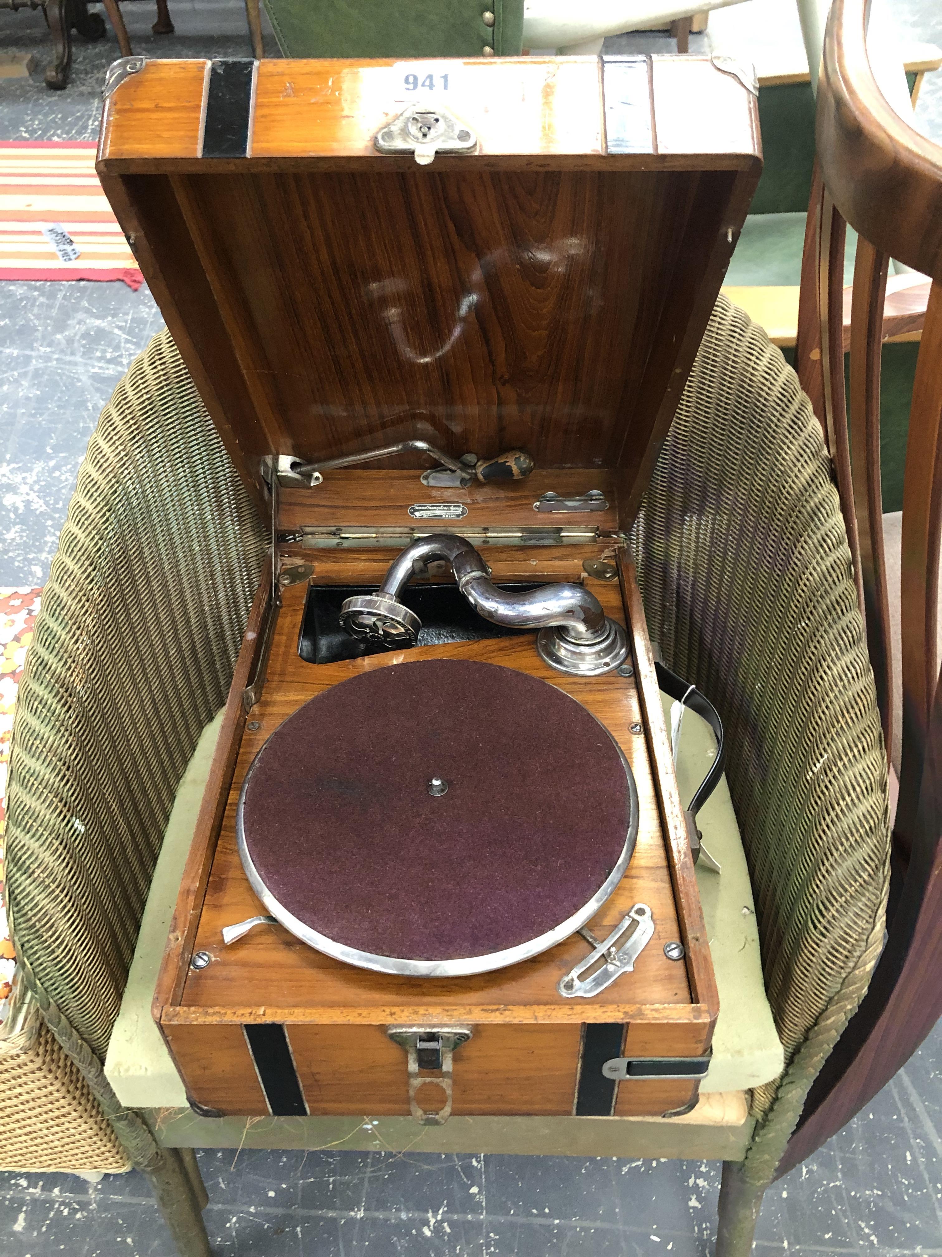 A GENERAL GRAMOPHONE AGENCY, DELHI WOODEN CASED WIND UP GRAMOPHONE