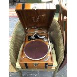 A GENERAL GRAMOPHONE AGENCY, DELHI WOODEN CASED WIND UP GRAMOPHONE