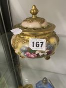 A ROYAL WORCESTER HAND PAINTED POTPOURRI.