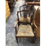 TWO CHIPPENDALE TASTE MAHOGANY ELBOW CHAIRS