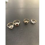 FOUR 9ct GOLD HALLMARKED GEMSET RINGS.