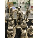 A COLLECTION OF SILVERPLATED CAST METAL FIGURES