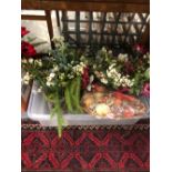 A QUANTITY OF ARTIFICIAL FLOWERS ETC.