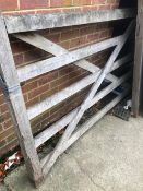 WOODEN FIVE BAR GATE. 12ft WIDE AND MATCHING SIDE GATE. 3ft WIDE