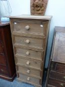 A PINE WELLINGTON CHEST OF SIX DRAWERS. W 53 x D 45 x H 123cms.