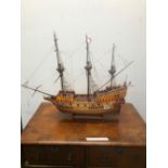 A SCALE MODEL OF A 17th CENTURY SAILING SHIP.