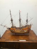 A SCALE MODEL OF A 17th CENTURY SAILING SHIP.