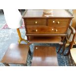 A 20th C. MAHOGANY CHEST WITH BRASS THREE QUARTER GALLERY ABOVE TWO SHORT AND TWO LONG DRAWERS, A