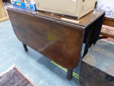 A GEORGE III MAHOGANY DROP FLAP TABLE WITH FLOWER AND RIBBON EDGE AND BLIND FRET CARVED SQUARE