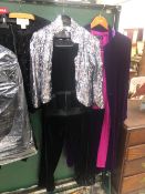 LADIES EVENING WEAR VELVET, SEQUINNED AND OTHER OUTFITS TO INCLUDE CHRISTINA STAMBOLIAN, CAROLINE