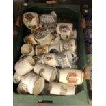 A COLLECTION OF ANTIQUE AND LATER COMMEMORATIVE CUPS AND MUGS, AND VARIOUS DECORATIVE CHINAWARES AND