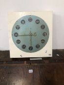 A ZODIAC SIGN MOUNTED CLOCK FACE.