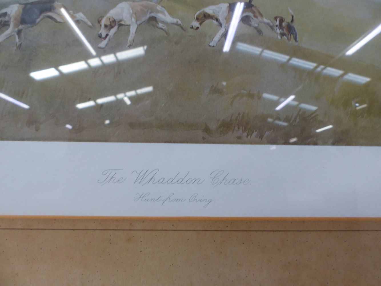 AFTER F.A. STEWART. A PENCIL SIGNED VINTAGE COLOUR PRINT OF A HUNT SCENE. 24 x 64cms. TOGETHER - Image 6 of 10