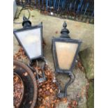 A PAIR OF STREET LANTERNS. OVER ALL HEIGHT 120cm