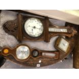THREE WALL BAROMETERS AND A PAIR OF RIDING BOOTS