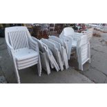 VARIOUS PLASTIC PATIO FURNITURE.