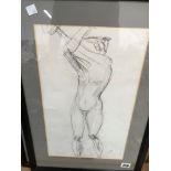 CONTEMPORARY SCHOOL. THREE DRAWINGS OF NUDE FIGURES AND A CARTOON DRAWING BY J.. TAYLOR. SIZES