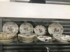 A ROYAL COPENHAGEN HAND PAINTED PART DESSERT SERVICE.