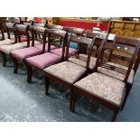 TWO SETS OF FOUR REGENCY MAHOGANY DINING CHAIRS WITH DROP IN SEATS