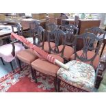 A SET OF EIGHT MAHOGANY SHIELD BACK CHAIRS TO INCLUDE TWO WITH ARMS