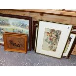 A SMALL GROUP OF PICTURES OF COACHING AND HUNTING SCENES SIZES VARY