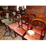 NINE VARIOUS VICTORIAN BALLOON BACK DINING CHAIRS.