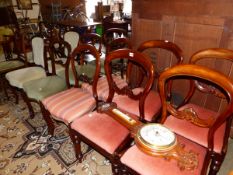 NINE VARIOUS VICTORIAN BALLOON BACK DINING CHAIRS.