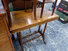 A VICTORIAN MAHOGANY WRITING TABLE, THE RECTANGULAR TOP ON PAIRS OF COLUMNS TO EACH NARROW END