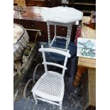 A FRENCH CHILD'S OCTAGONAL TABLE PAINTED WITH WISHES FOR THE NIGHT ON A GREY GROUND, A DARK BLUE