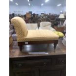 A VICTORIAN MAHOGANY FRAMED ADJUSTABLE GOUT STOOL BY JAMES SHOOLBRED.