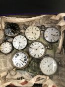 EIGHT ANTIQUE AND LATER POCKET WATCHES TO INCLUDE A GEORGIAN SILVER PEAR CASE BY W. BROWN, LONDON, A