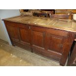 AN EARLY 18th CENTURY OAK FOUR PANEL COFFER.