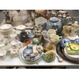 A LARGE 19th. C. CHINESE GINGER JAR, A COALPORT PART TEA SERVICE, A CHICK EGG CROCK, VARIOUS OTHER