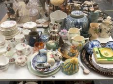 A LARGE 19th. C. CHINESE GINGER JAR, A COALPORT PART TEA SERVICE, A CHICK EGG CROCK, VARIOUS OTHER