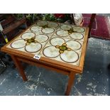 A 20th C. COFFEE TABLE TOPPED WITH FOUR TILES