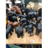 A LARGE COLLECTION OF ELEPHANT ORNAMENTS.