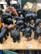 A LARGE COLLECTION OF ELEPHANT ORNAMENTS.