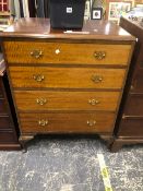 A 20th C. MAHOGANY CHEST OF FOUR GRADED LONG DRAWERS ON CABRIOLE LEGS. W 77 x D 51 x H 101cms.